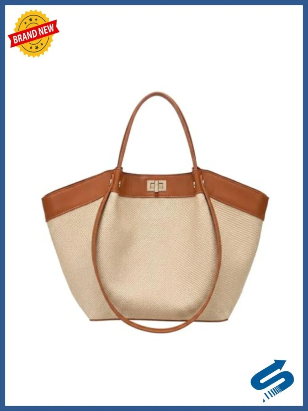 Canvas & Faux Leather Winged Tote Satchel Shoulder Bag Work Purse Laptop